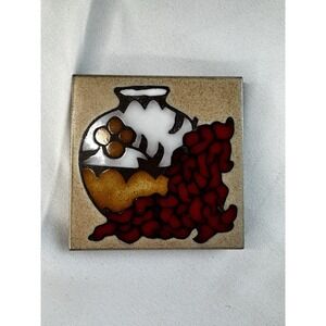 MAG Studio VTG Ceramic Tile Trivet Wall Art Handcrafted Red‎ Chili Peppers 4x4